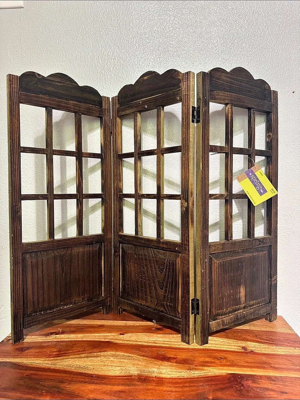 The Spring Shop Mini Wood Folding Screen Room Divider Tabletop Decor NWT